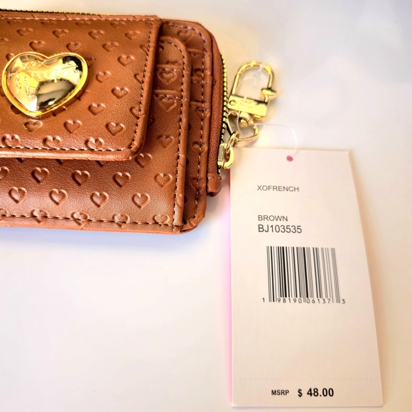 NEW Betsey Johnson Brown Heart Handbag 9 Pocket Wallet Women - Picture 7 of 7